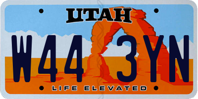 UT license plate W443YN