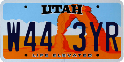 UT license plate W443YR