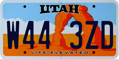 UT license plate W443ZD