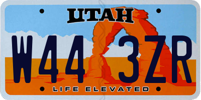 UT license plate W443ZR