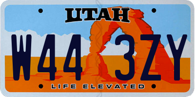 UT license plate W443ZY