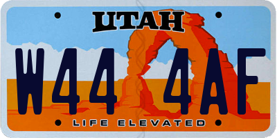 UT license plate W444AF