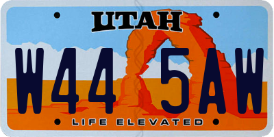 UT license plate W445AW