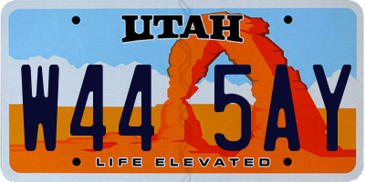 UT license plate W445AY