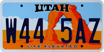 UT license plate W445AZ