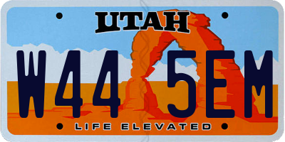 UT license plate W445EM