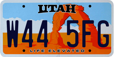 UT license plate W445FG