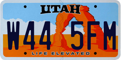 UT license plate W445FM