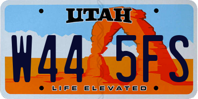 UT license plate W445FS