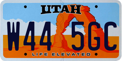 UT license plate W445GC