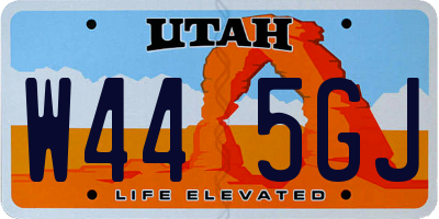 UT license plate W445GJ