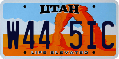 UT license plate W445IC