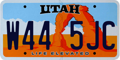 UT license plate W445JC