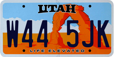 UT license plate W445JK