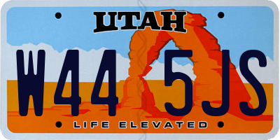 UT license plate W445JS