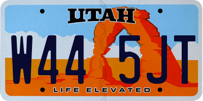 UT license plate W445JT