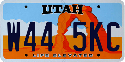 UT license plate W445KC