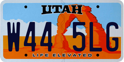 UT license plate W445LG