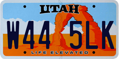 UT license plate W445LK