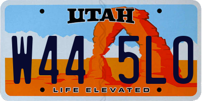 UT license plate W445LO