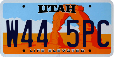 UT license plate W445PC