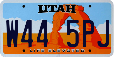 UT license plate W445PJ