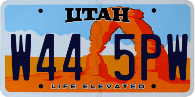 UT license plate W445PW