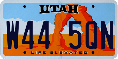 UT license plate W445QN