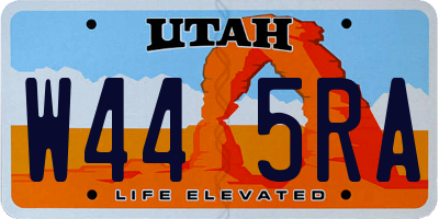 UT license plate W445RA