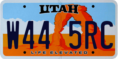 UT license plate W445RC