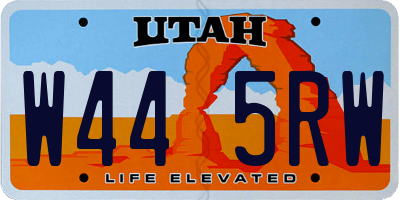 UT license plate W445RW