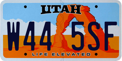 UT license plate W445SF