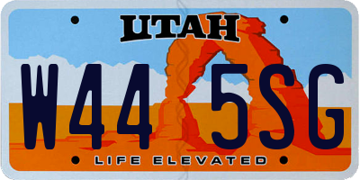 UT license plate W445SG