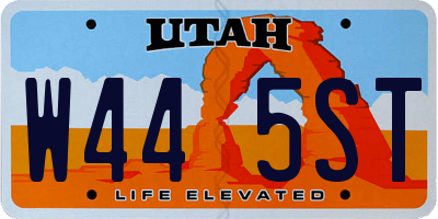 UT license plate W445ST