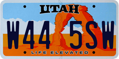 UT license plate W445SW