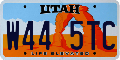 UT license plate W445TC