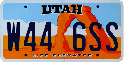 UT license plate W446SS