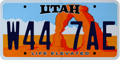 UT license plate W447AE