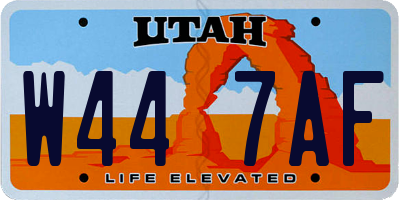 UT license plate W447AF