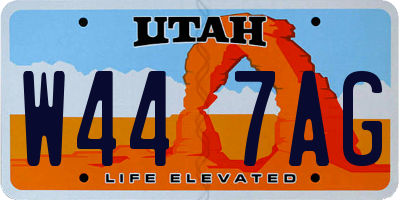 UT license plate W447AG