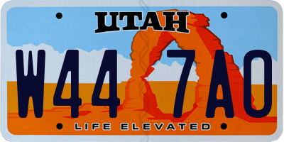 UT license plate W447AO