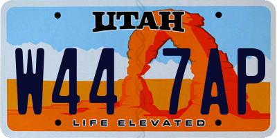 UT license plate W447AP