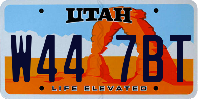 UT license plate W447BT