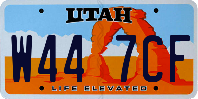 UT license plate W447CF