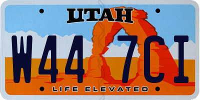 UT license plate W447CI