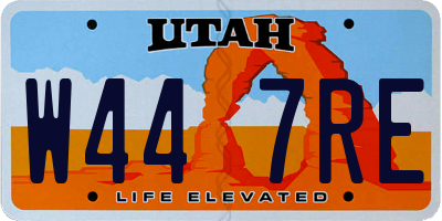 UT license plate W447RE
