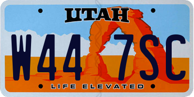 UT license plate W447SC