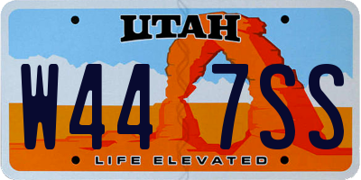 UT license plate W447SS