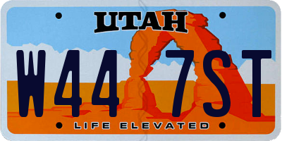 UT license plate W447ST