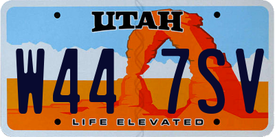 UT license plate W447SV